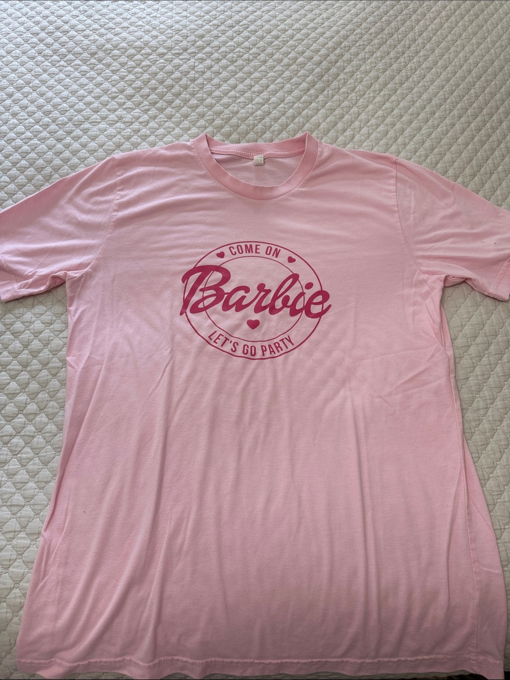 Barbie Pink Tee with Dark Pink Logo Graphic